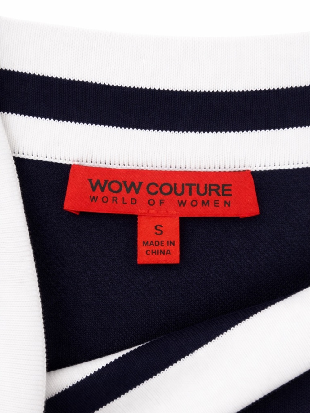 WOW Couture Navy and White Striped Knit Dress in Size Small - Picture 5 of 5